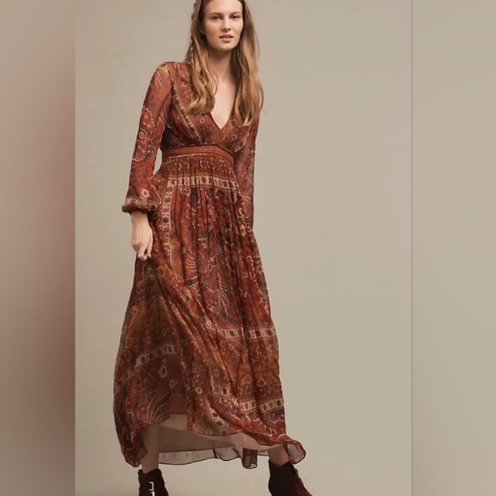 Anthropologie - Ranna Gill - boho Ceret maxi dress - side zipper